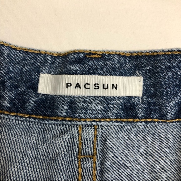 Pacsun Cotton Distressed Ripped Buttoned High Rise Straight Blue Wash Jeans 26 - Picture 12 of 16